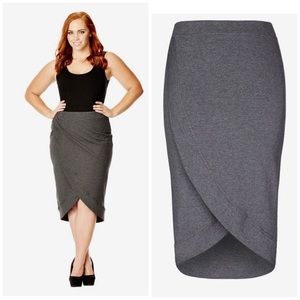 CITY CHIC heather grey stretch tulip skirt